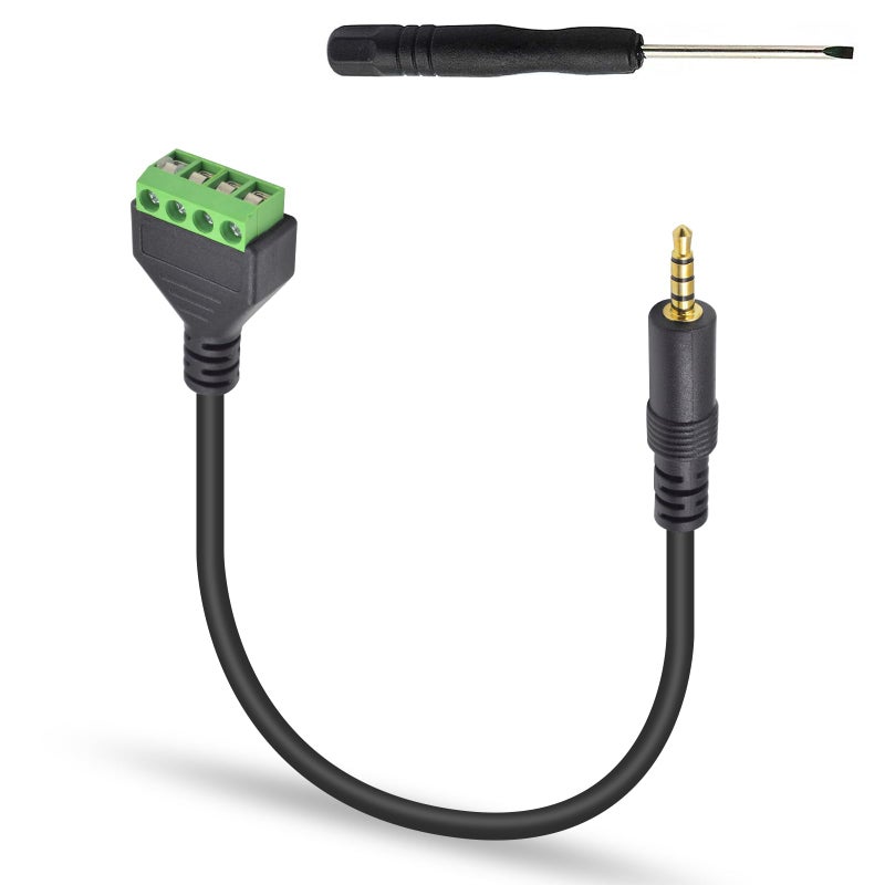 Poyiccot 3.5mm Speaker Wire Adapter, 3.5mm (1/8") 4 Pole Stereo TRRS Male Jack to AV 4 Screw Terminal Block Balun Connectors Cable 30cm (1/8inch/ 4pin) - Image 2